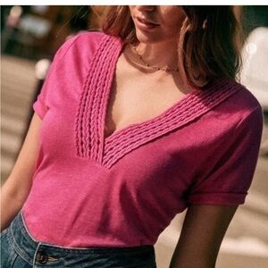 Sezane Miranda T-shirt Pink- Size XXL
